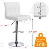 Adjustable Modern Faux Leather Mid-Back Bar Stool, Set of 2, White - Image 7