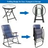 3PCS Folding Bistro Set Rocking Chair Cushioned Table Garden Blue - Image 8