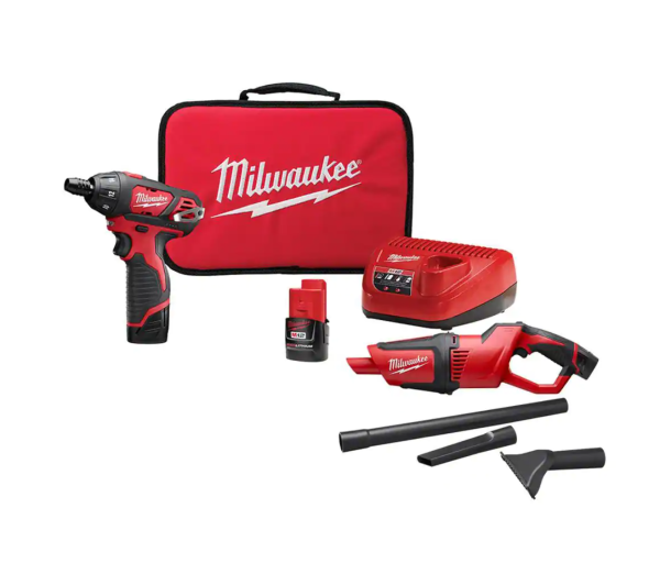 2401-22-0850-20 M12 12-Volt Lithium-Ion Cordless 1/4 in. Hex Screwdriver Kit with M12 Lithium-Ion Cordless Compact Vacuum