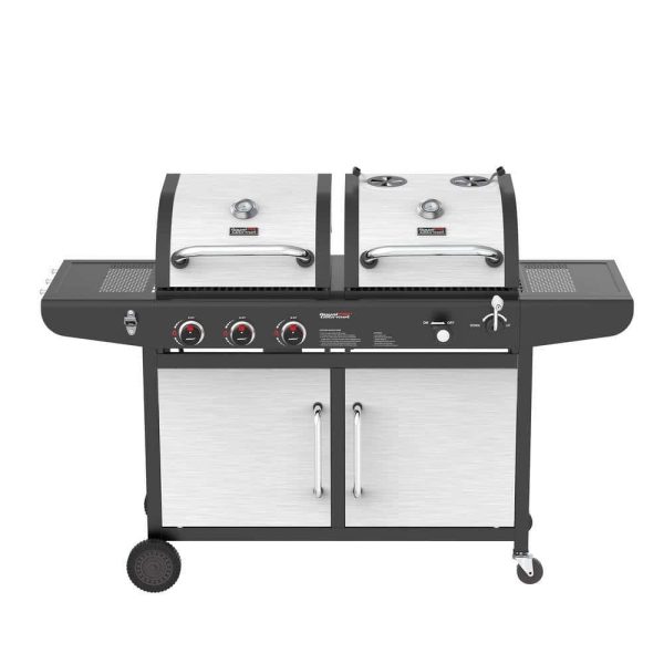 ZH3002SN 3-Burner Propane Gas and Charcoal Combo Grill in Black